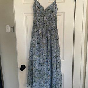 ASTR the Label Floral Pleated Midi Dress - Blue floral / S